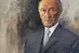 Ausschnitt eines Porträts von Konrad Adenauer / Helga Tiemann: Öl auf Leinwand, 1967.