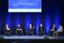 Teilnehmer der Podiumsdiskussion "Von der Strategie in die Umsetzung: Worauf kommt es an?" (v.l.): Jascha Habeck (Moderation), Ursula Heinen-Esser (Ministerin MULNV NRW), Berthold Schröder (Präsident Handwerkskammer Dortmund), Marina Rechlin (Auszubildende bei der Steinbildhauerei Vincent, Wetter), Hans Peter Scheene (Gebäudereinigung Werner Scheene GmbH) und Hagen Daniel Penders (Vorsitzender des Landesverbands der Handwerksjunioren)